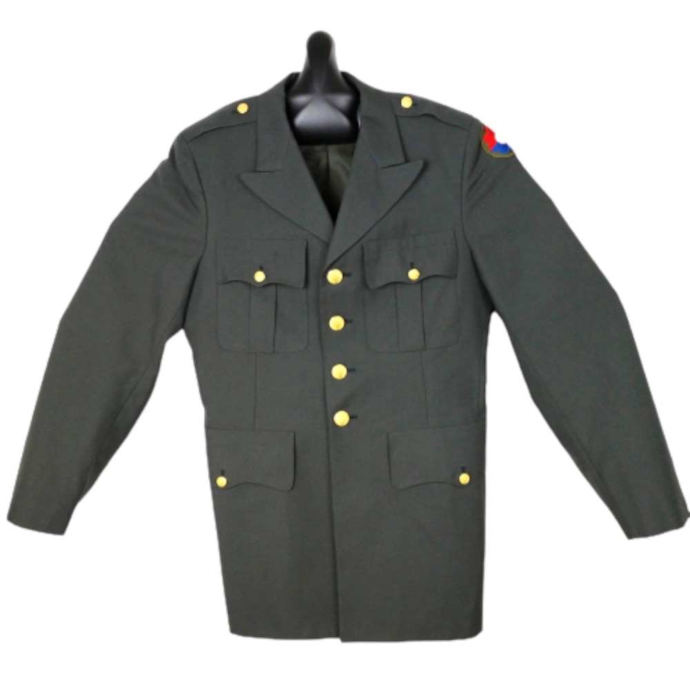 US Army Dress Coat Green Mens‎ Size 40L Military Jacket Uniform 9th INF DIV 1982